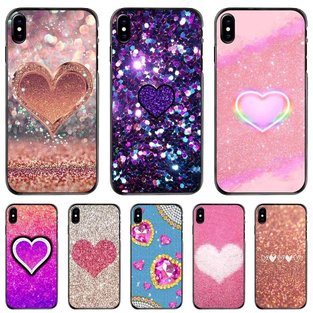 

Sequins heart shape Color Hard Phone Cover Case For Apple iPhone 11 12 13 14 Pro MAX Mini 5 5S SE 6 6S 7 8 Plus 10 X XR XS