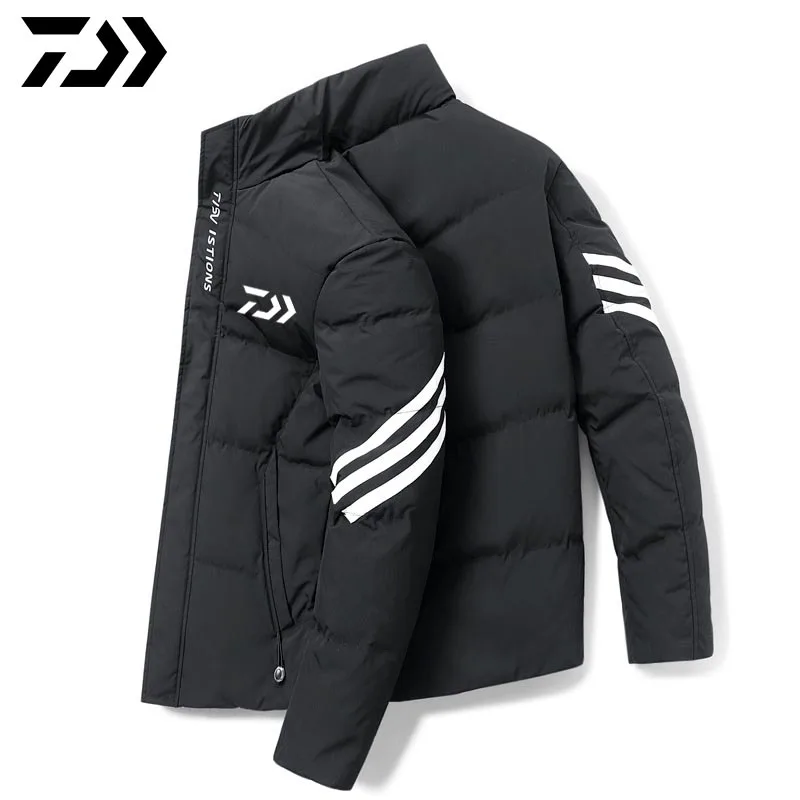 

DAIWA Men's Stand-up Down Jacket Mountaineering Jacket Winter Fishing Jacket Solid Color Versatile Fashion Warm Zip-up Coat