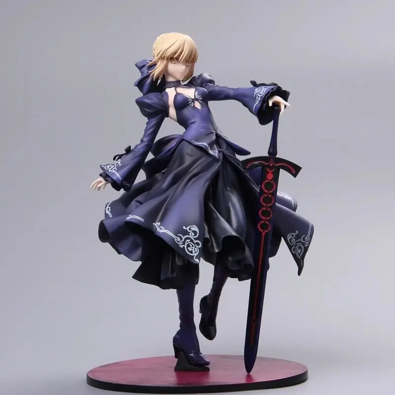 Фото Фигурка Fate Saber Alter в черном платье, коллекционная модель из ПВХ, украшение для компьютерного корпуса и рабочего стола, для взрослых коллекционеров №5