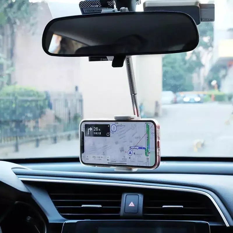 

Degrees Car Rearview Mirror Mount Phone Holder For iPhone 12 GPS Seat Smartphone Car Phone Holder Stand Adjustable Support