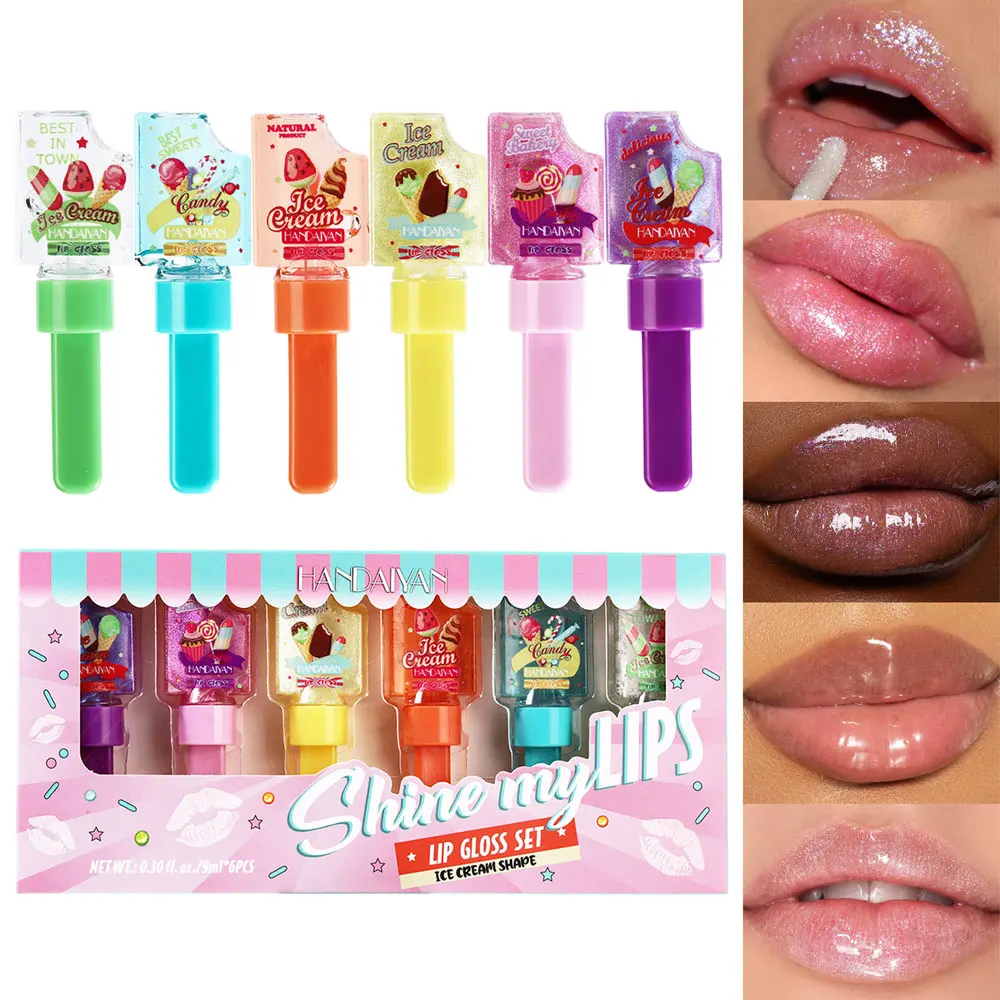 

6 Colors/Set Waterproof Diamond Glitter Lip Gloss Long Lasting Glitter Lipstick Shiny Lip Gloss Shimmer Pearl Lip gloss Makeup