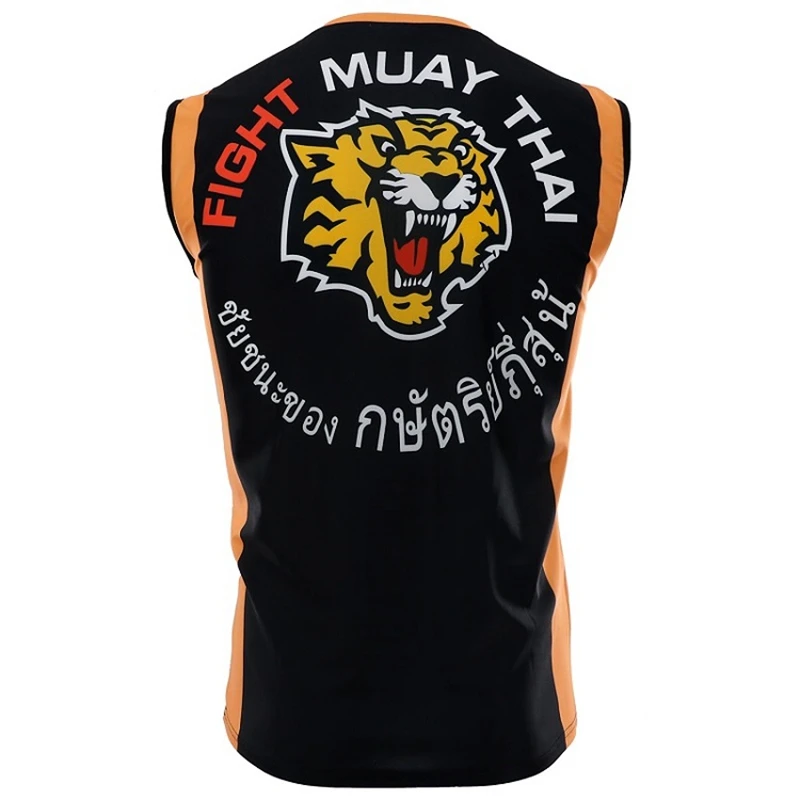 Tiger Muay Thai Vest Tank Top Men Kick Boxing Training Sparring Martial Arts MMA Boxing T-Shirt Sleeveles Gym Sports Rashguard