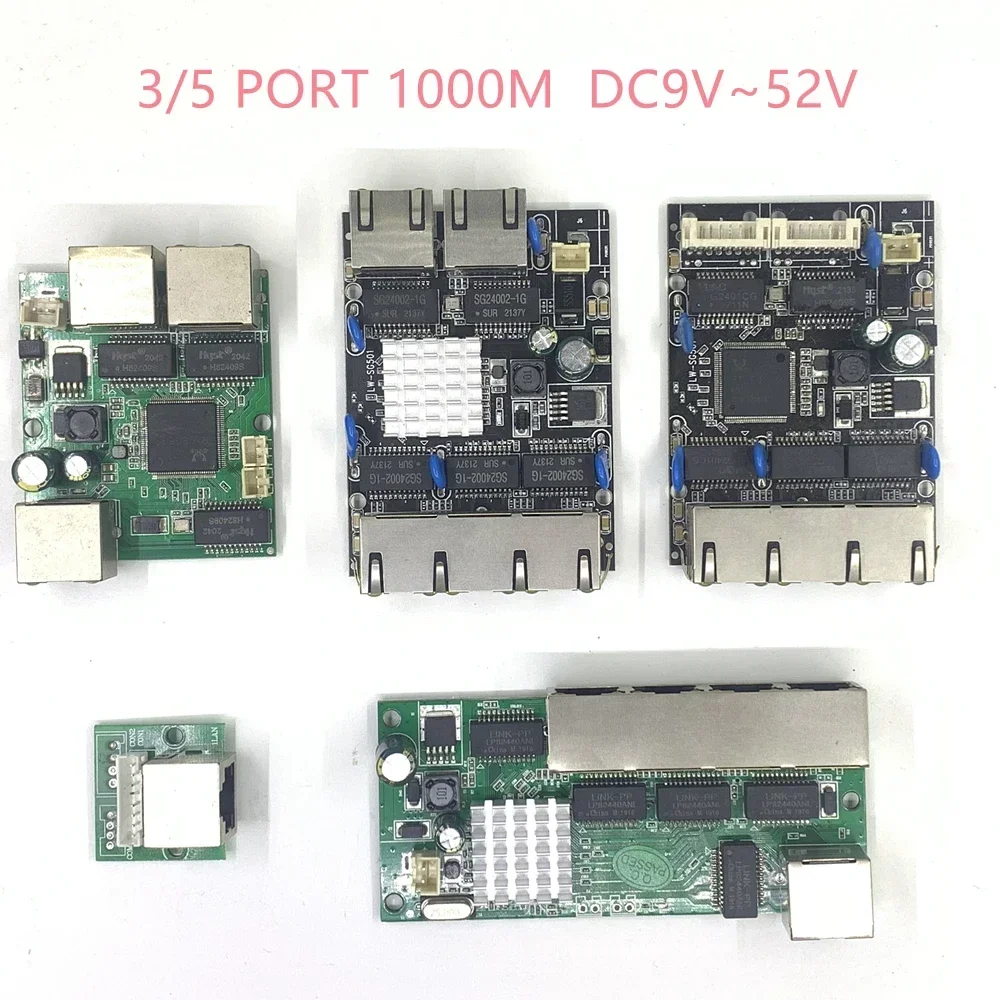 10/100/1000M 5 port gigabit Ethernet switch integrated module DC 5V 12V16V 18V 24V36V48V 1A-3A IN Industrial