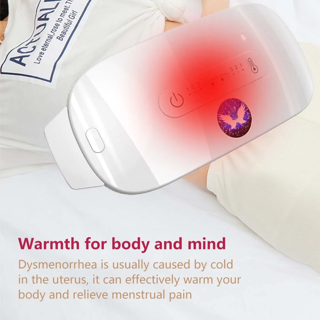

Period Abdominal Heated Waist Belt Office Portable Multiple Modes Vibration Heating Massager Massage Waistband White