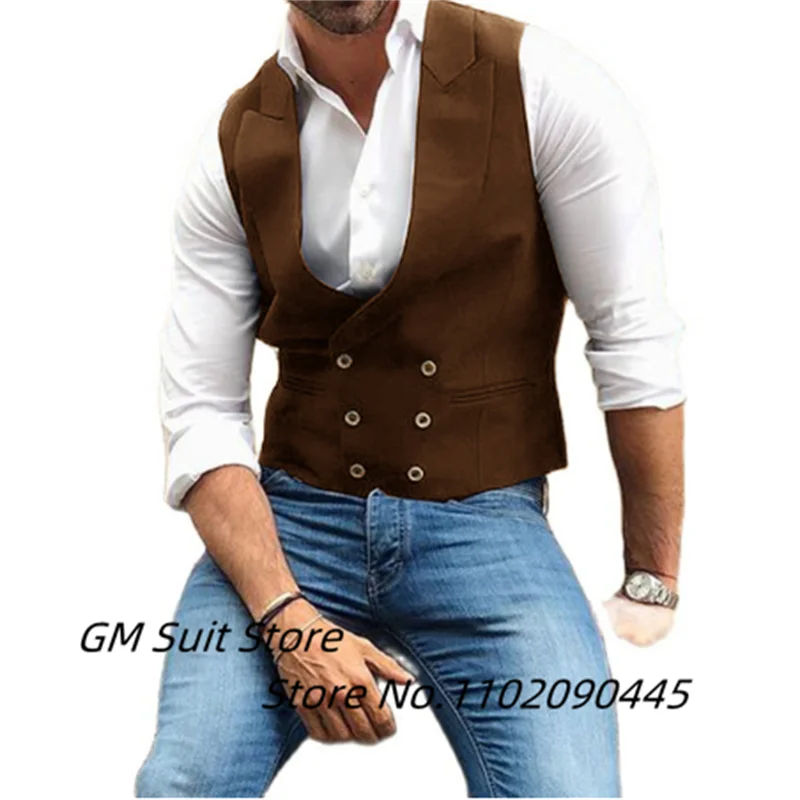 

Men's Suit Vest 2022 Handsome Casual Business Double Breasted Sleeveless Jacket Punk Wedding Solid Color Suit Retro Vest