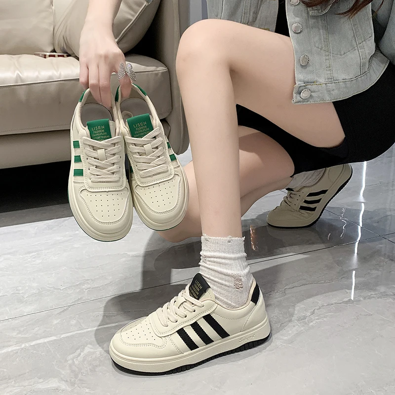 Little White Shoes 2023 Spring/Summer New Thick Sole Shoes Popular Casual Women's Sports Versatile Flat Bottom Women's Shoes