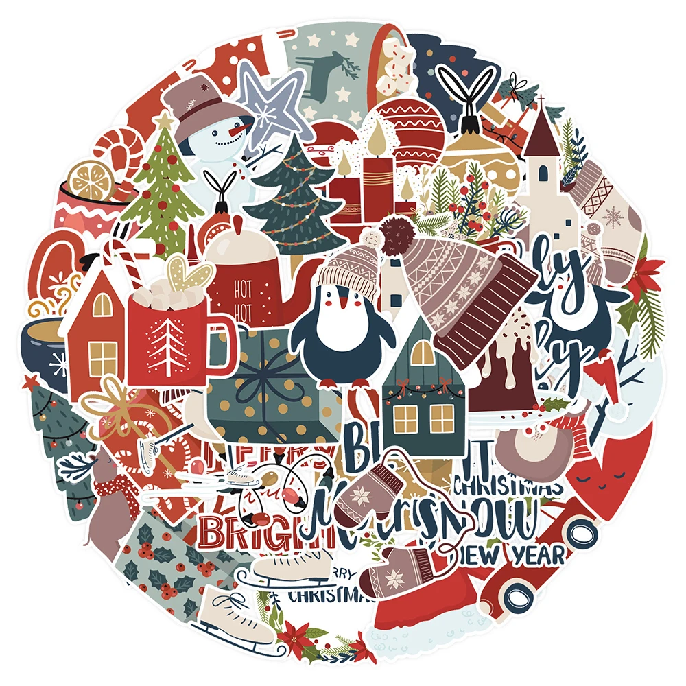 

10/30/50pcs Funny Cute Christmas Santa Claus Anime Cartoon Stickers Decoration Laptop Scrapbook Luggage Phone Waterproof Sticker