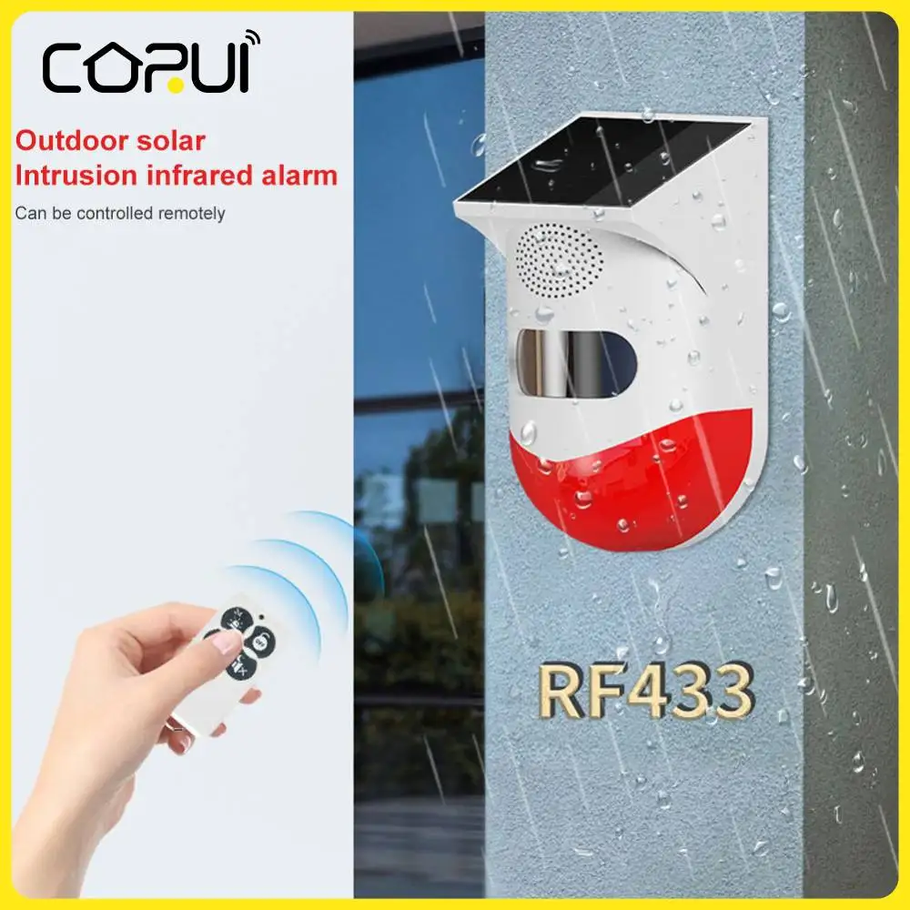 

RF433 Remote Control Solar Security Alarm Siren PIR Motion Sensor Detector Home Garden Yard Outdoor Family Intelligence System
