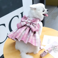 pet dog skirt clothes bow harness vest dog collars with breast strap traction rope princess tutu dress skirt clothing costume