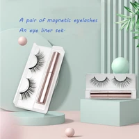 pair of imported fiber false eyelashes with liquid eyeliner magnetic eyelash set easy to carry professional makeup