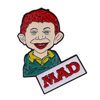red hair cartoon on the cover of crazy magazine television brooches badge for bag lapel pin buckle jewelry gift for friends