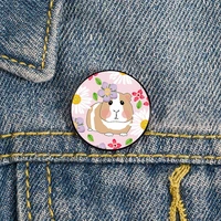 cute floral bubu the guinea pig pin custom funny brooches shirt lapel bag cute badge cartoon jewelry gift for lover girl friends