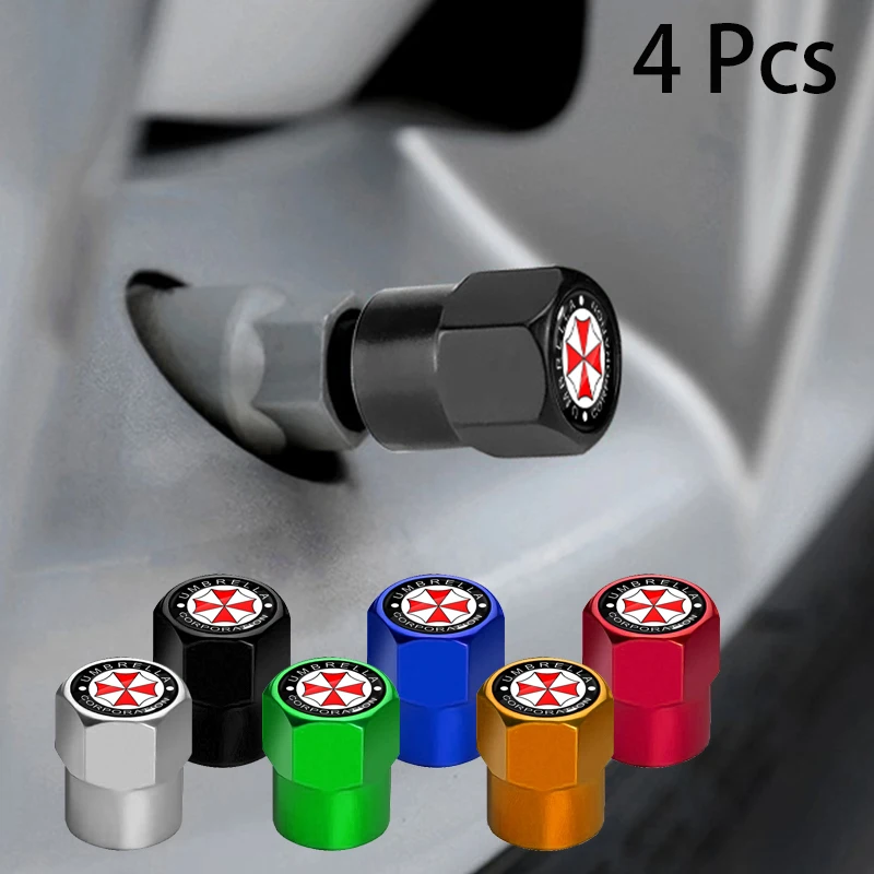 

4pcs New Metal Wheel Tire Valve Caps Car Hex Valve Stem Wheel Caps for Umbrella Corporation Car Styling Decoration Accessories