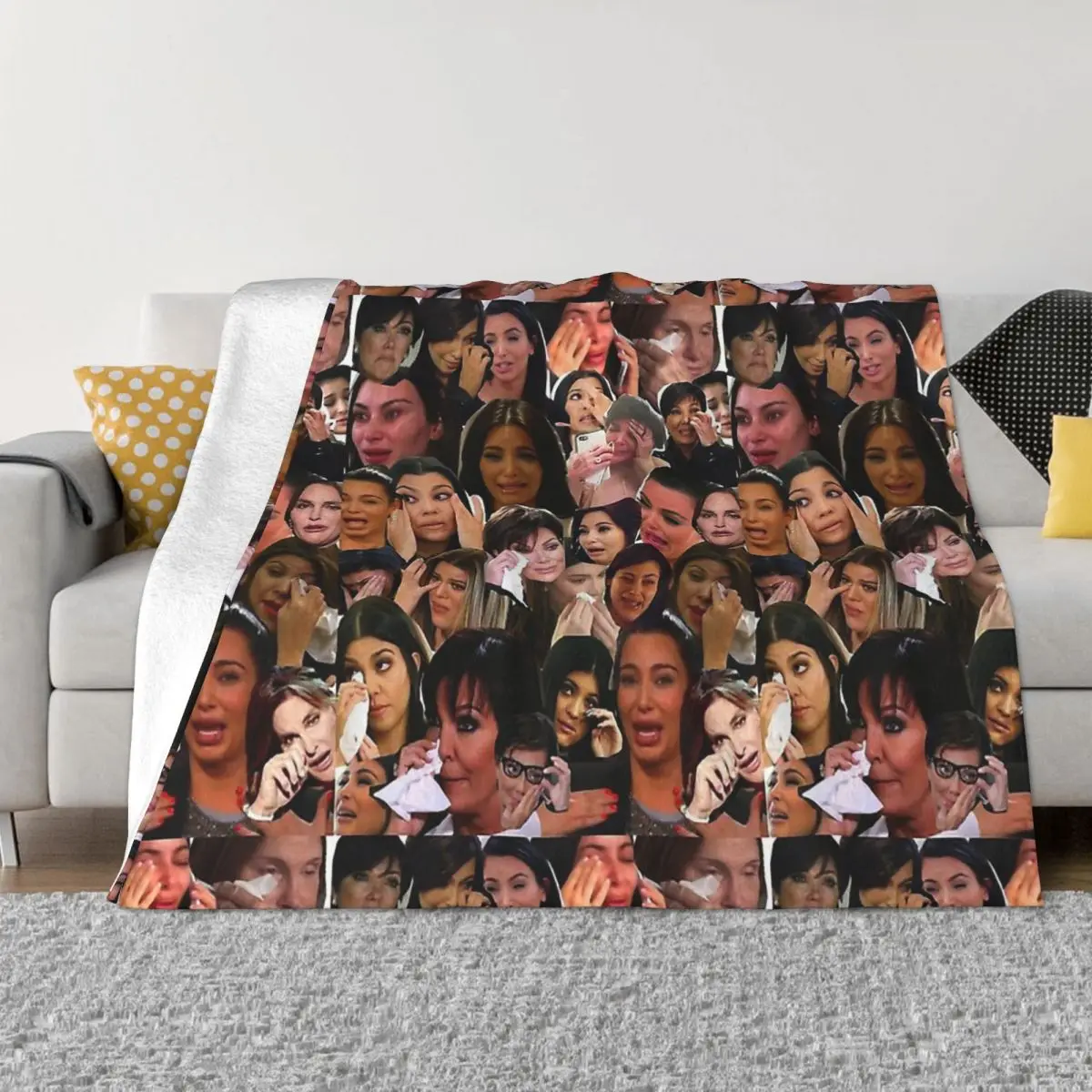 

Meme Kardashian's Crying Collage Portable Warm Throw Blankets for Bedding Travel