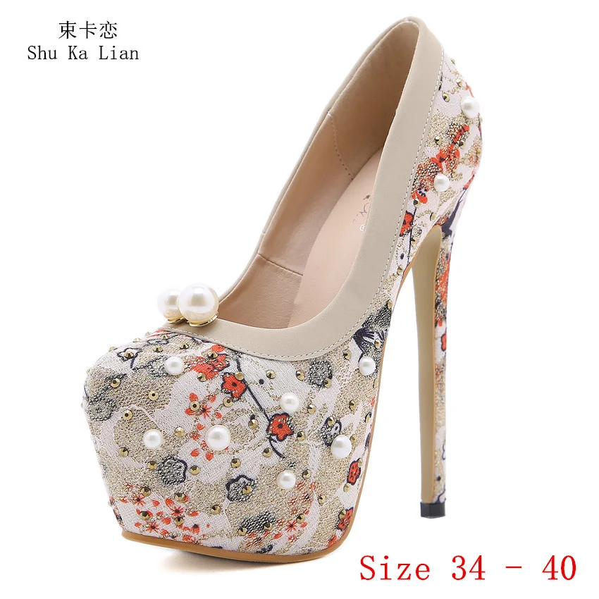 

Туфли женские на очень высоком каблуке 16,5 см, туфли-лодочки на платформе, женские туфли на высоком каблуке для вечеринки и свадьбы, каблук с котятами, приблизительно 35 - 40