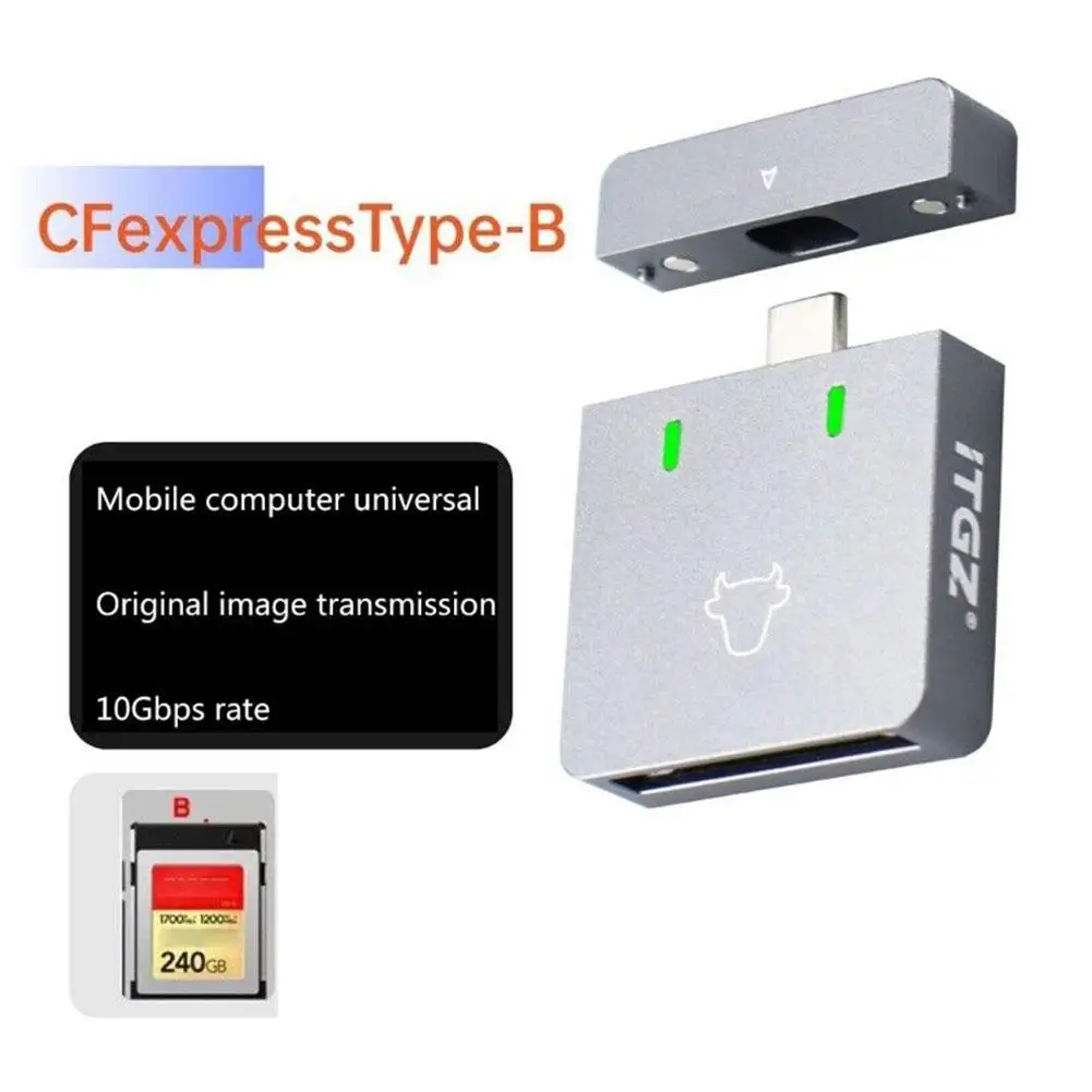 

1Pcs Camera High Speed Card Reader Type C Card Reader CFexpress TypeB Card Reader USB3.2 Gen2 Adapter 10Gbps Memory Card Adapter
