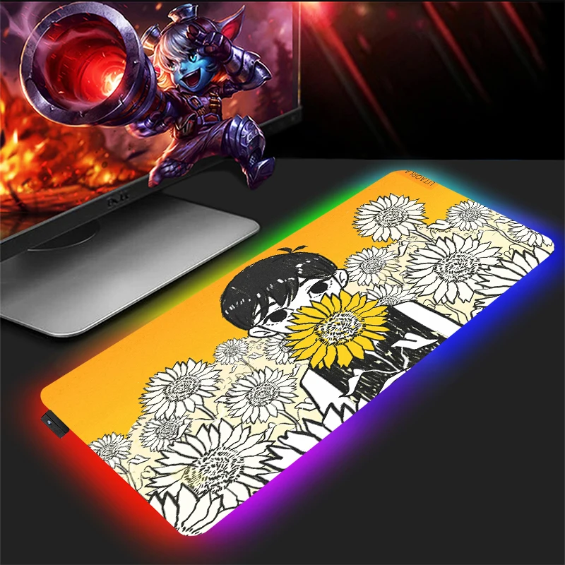 

Настольный коврик RGB для мыши, игровой ковер для шкафа Omori с большой подсветкой Xxl, аниме расширенный коврик для мыши, Игровая клавиатура, ков...