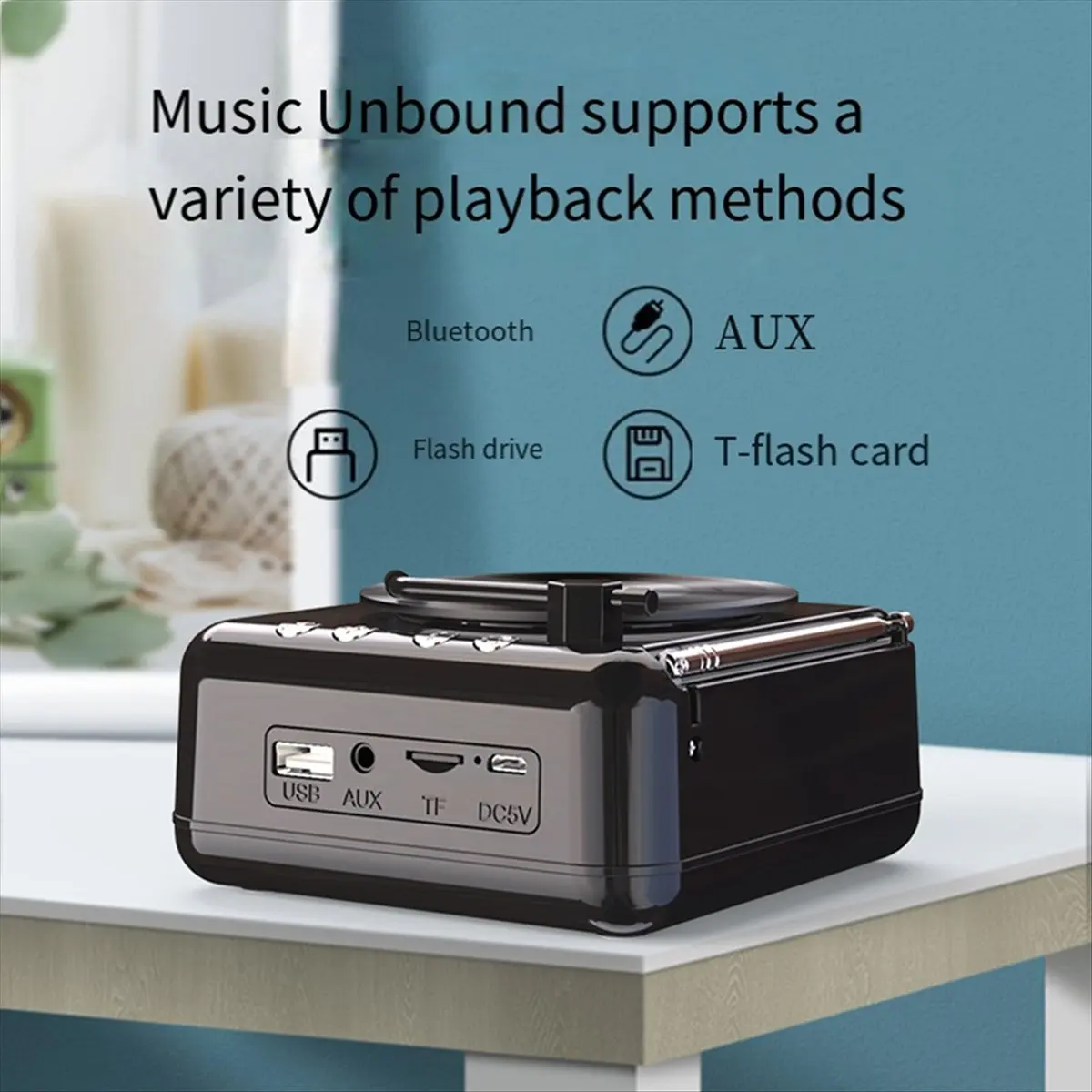 Фото Портативная Bluetooth-колонка Manovo, мини-колонка для музыки, пластик с текстурой дерева + электронные компоненты, громкоговоритель №4