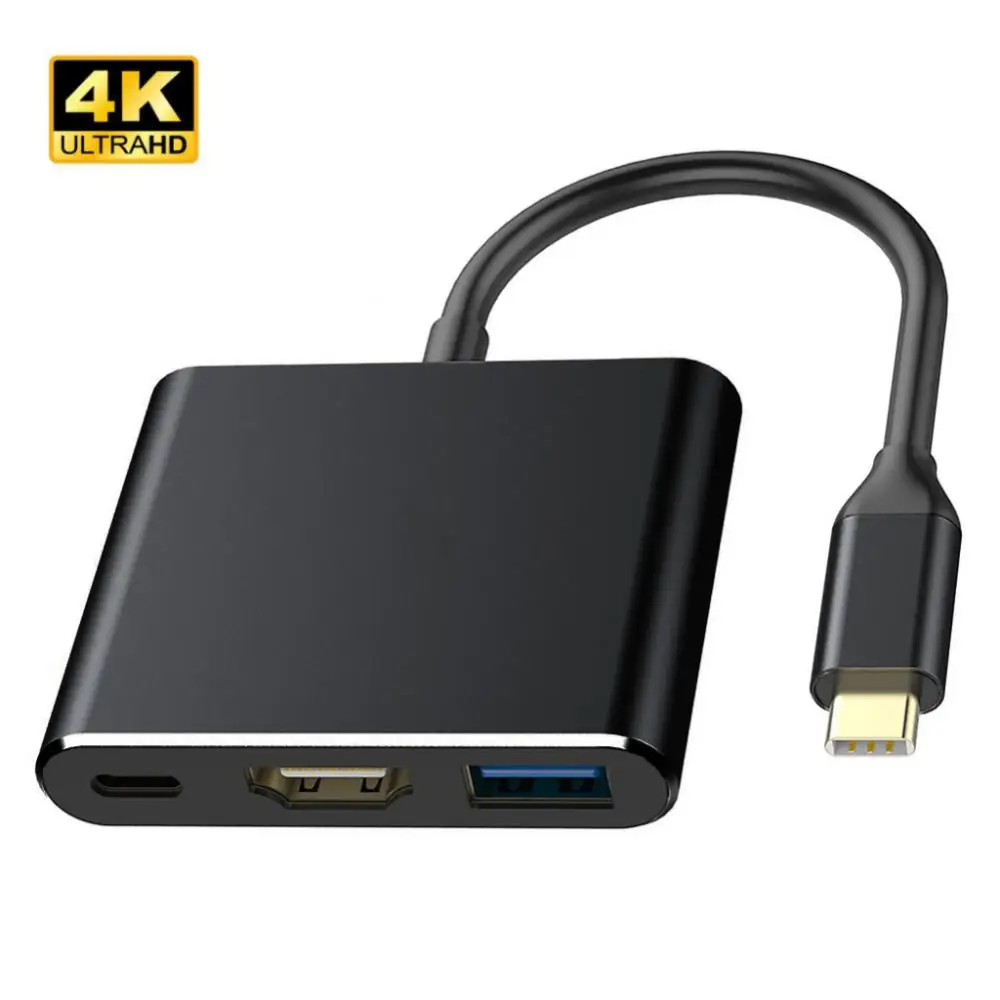 

Hub Adapter 3 In 1 Foldable Usb Type C Hub To Hdmi-compatible 4k Hdmi-compatible Usb-c Extender For Nintendo Switch Usb-c Dock