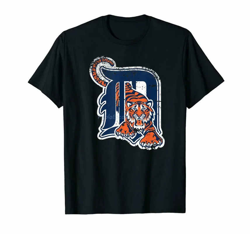 

Tiger Mascot Distressed Detroit Base New T-Shirt Size M-5XLHigh Quality Casual Printing Tee Shirt