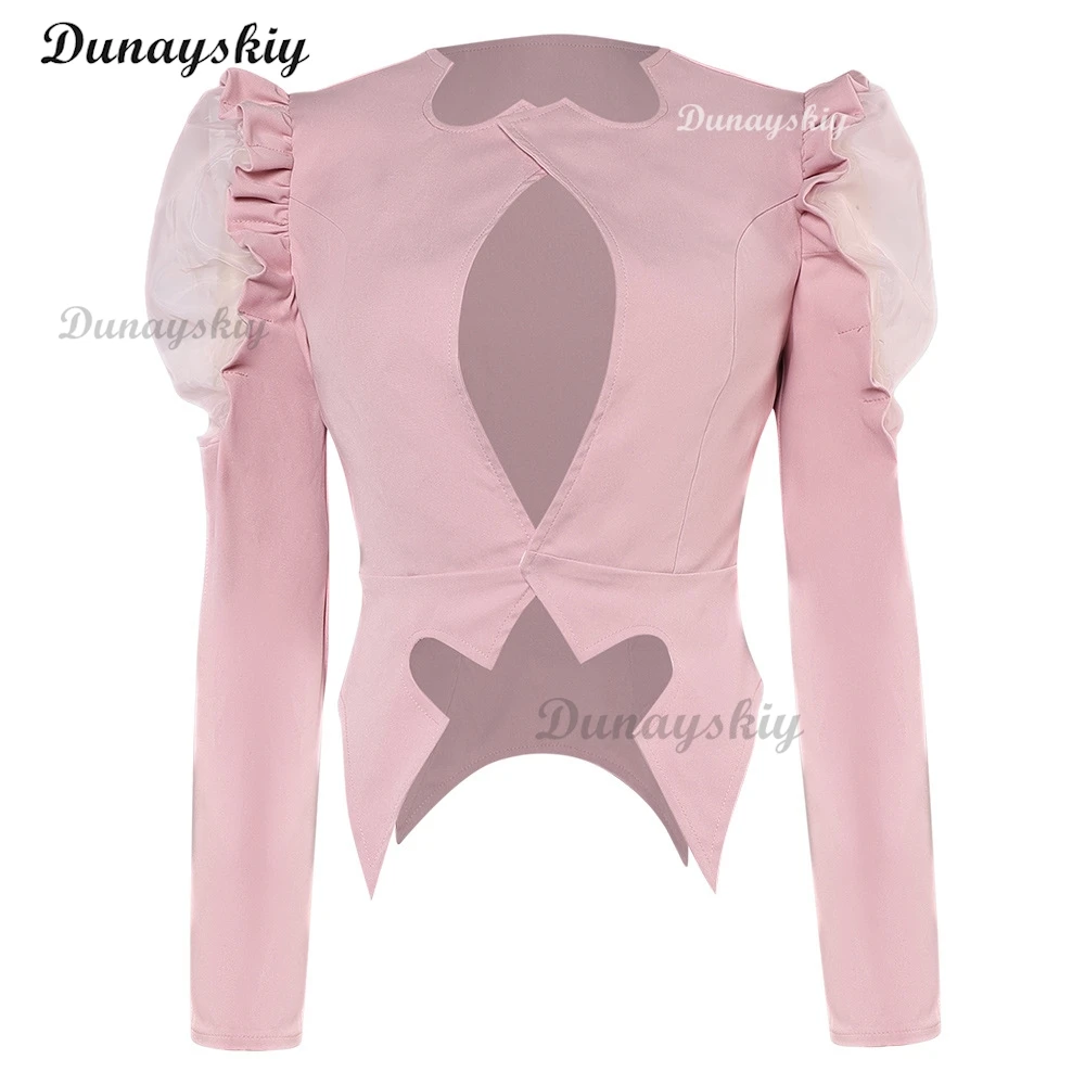 Костюм для косплея ведьмы Глинды из фильма Wiked розовое пальто с пышными рукавами