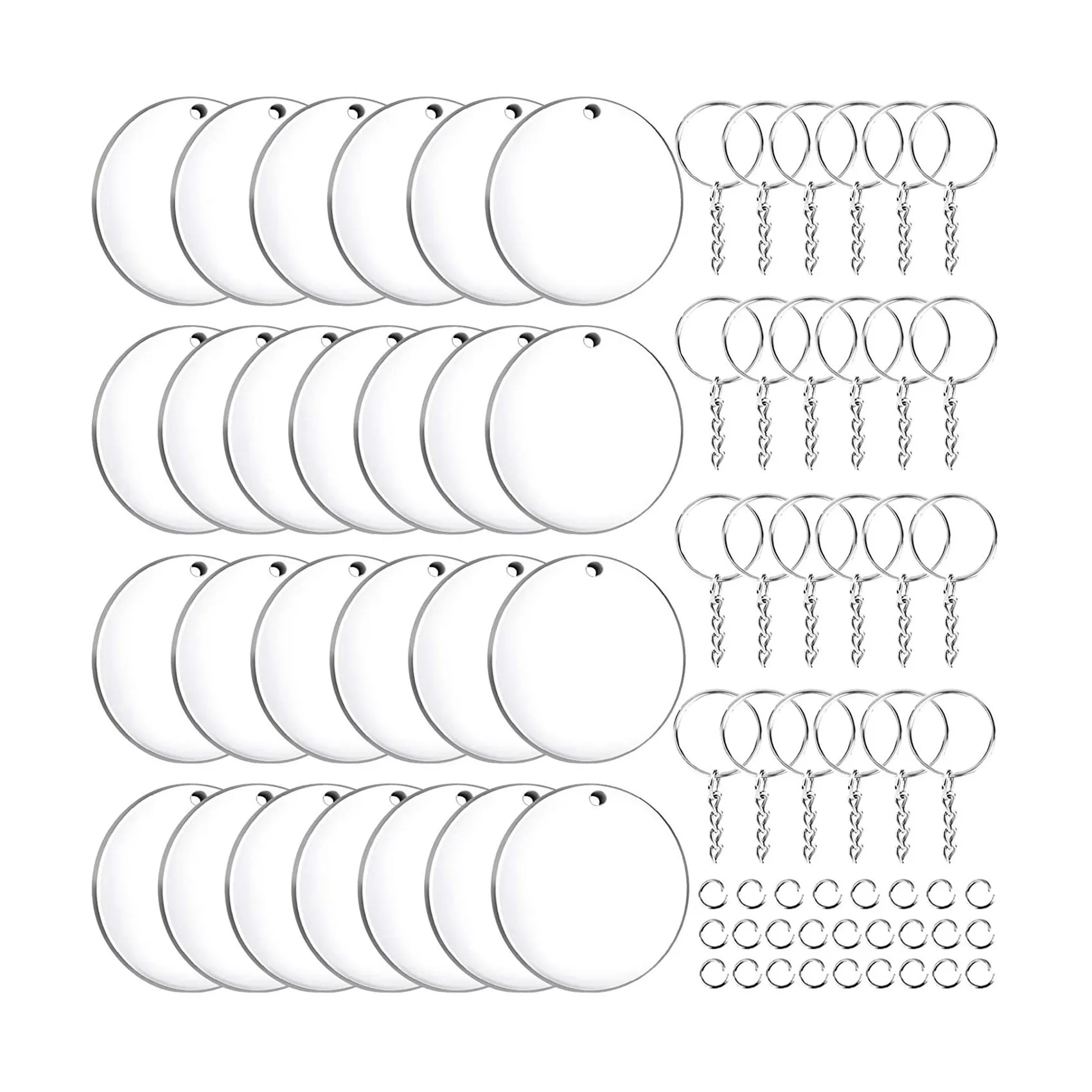 

78 Pieces Acrylic Keyring Blanks Set with Key Chain Rings, Clear Circles Discs and Jump Ring for DIY Projects and Crafts