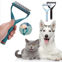 professional grooming brush for dogs double side pets fur knot cutter pet cat hair removal long curly comb brush dog supplies