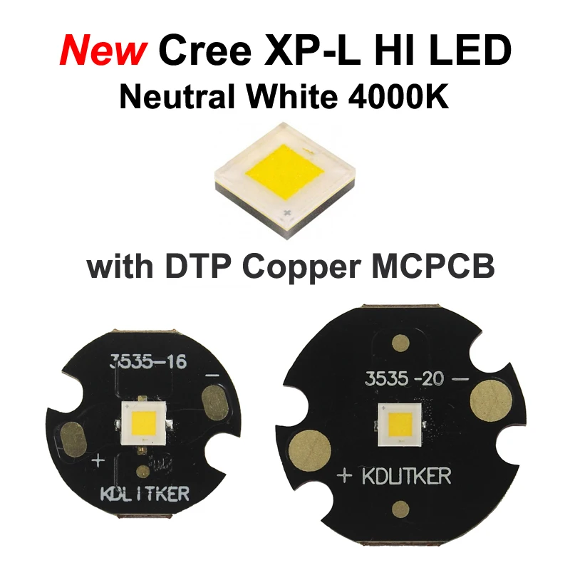 

Cree XP-L HI V3 5A2 Neutral White 4000K SMD 3535 LED Emitter Flashlight DIY High Power Torch Light