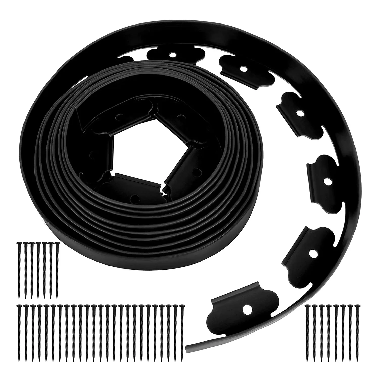 

Landscape Edging Border, No-Dig Landscape Edging 1.7In. Height Garden Edge Kit With 25 Spikes, Lawn Yard Borders