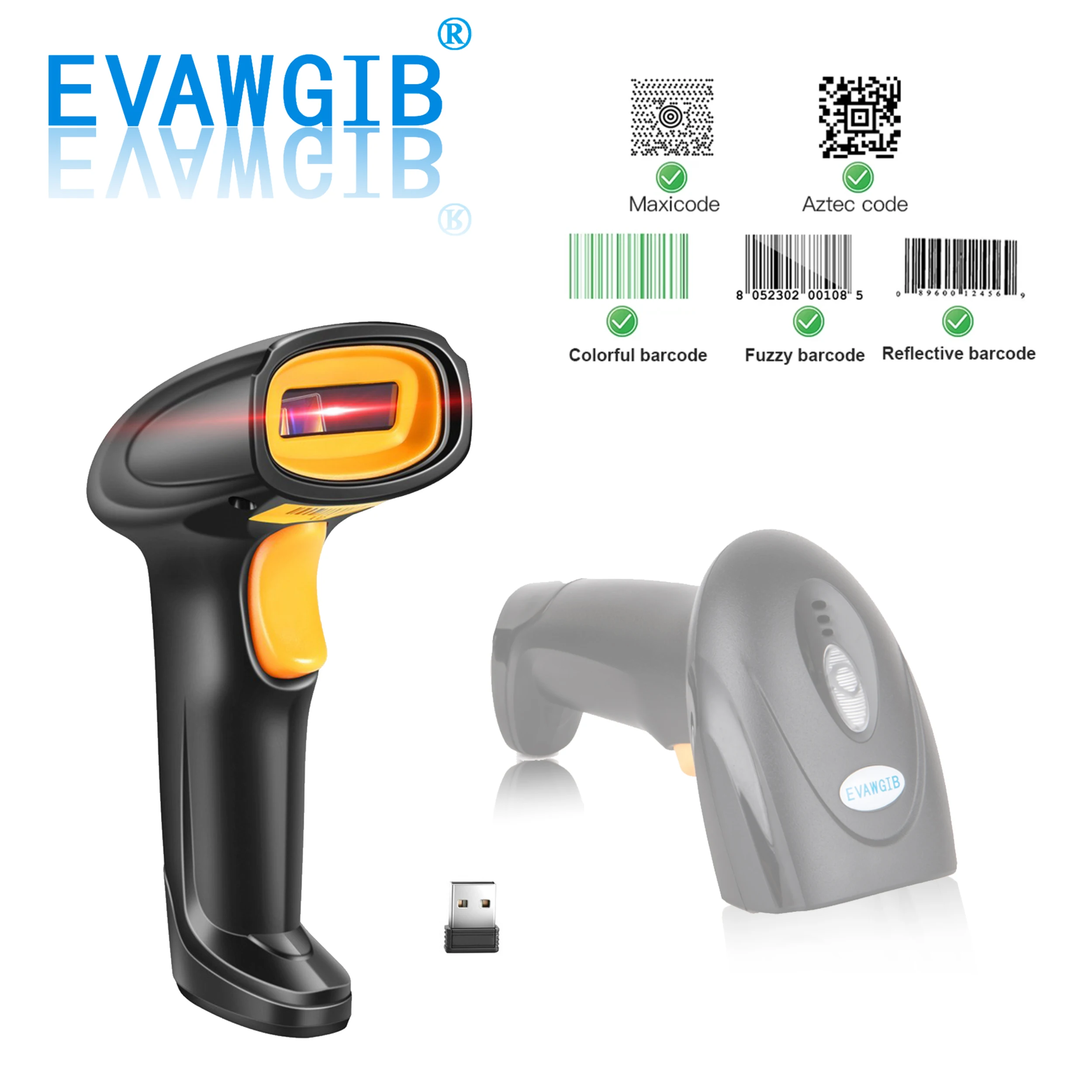 

Распродажа! Беспроводной считыватель штрих-кодов EVAWGIB 1D 2D QR-кодов портативный сканер PDF417 на большие расстояния для IOS Android IPAD