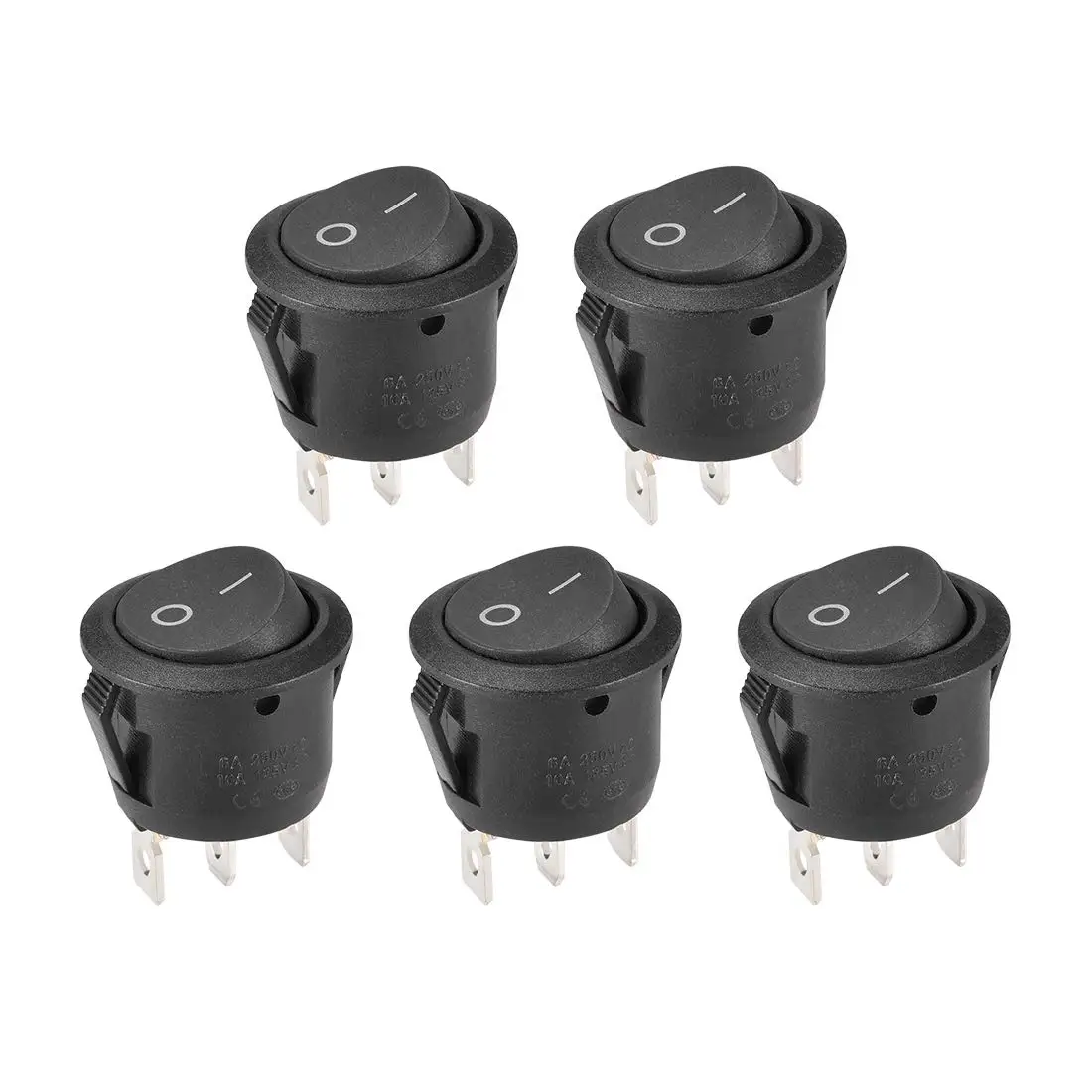 

Keszoox SPST Boat Rocker Switch Round Toggle Switch Black for Boat Marine ON/ON AC 250V/6A 125V/10A 5pcs