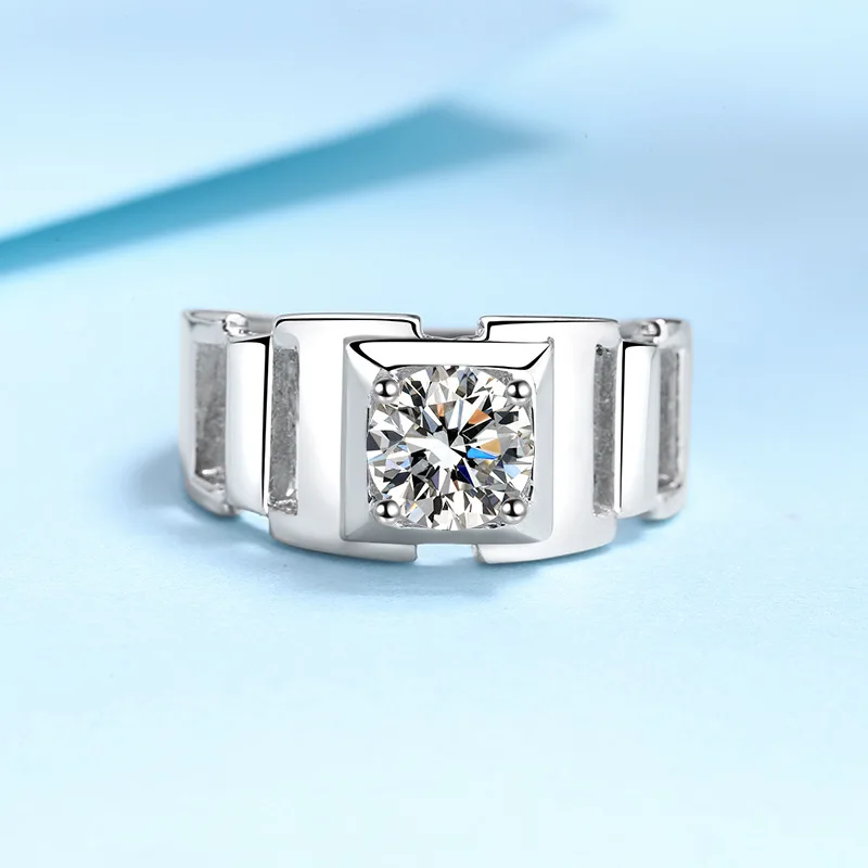 Новый стиль сверкающее 1CT муассанит мужское платиновое кольцо PT950 VVS1 D цветной