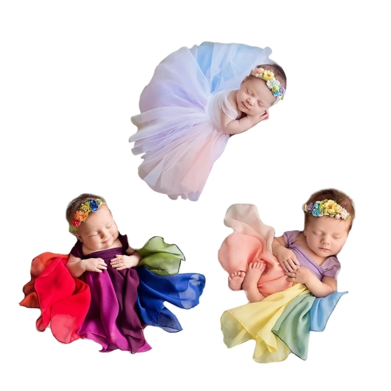 

Newborn Photography Props Baby Photo Props Skirt Headband set for Babies
