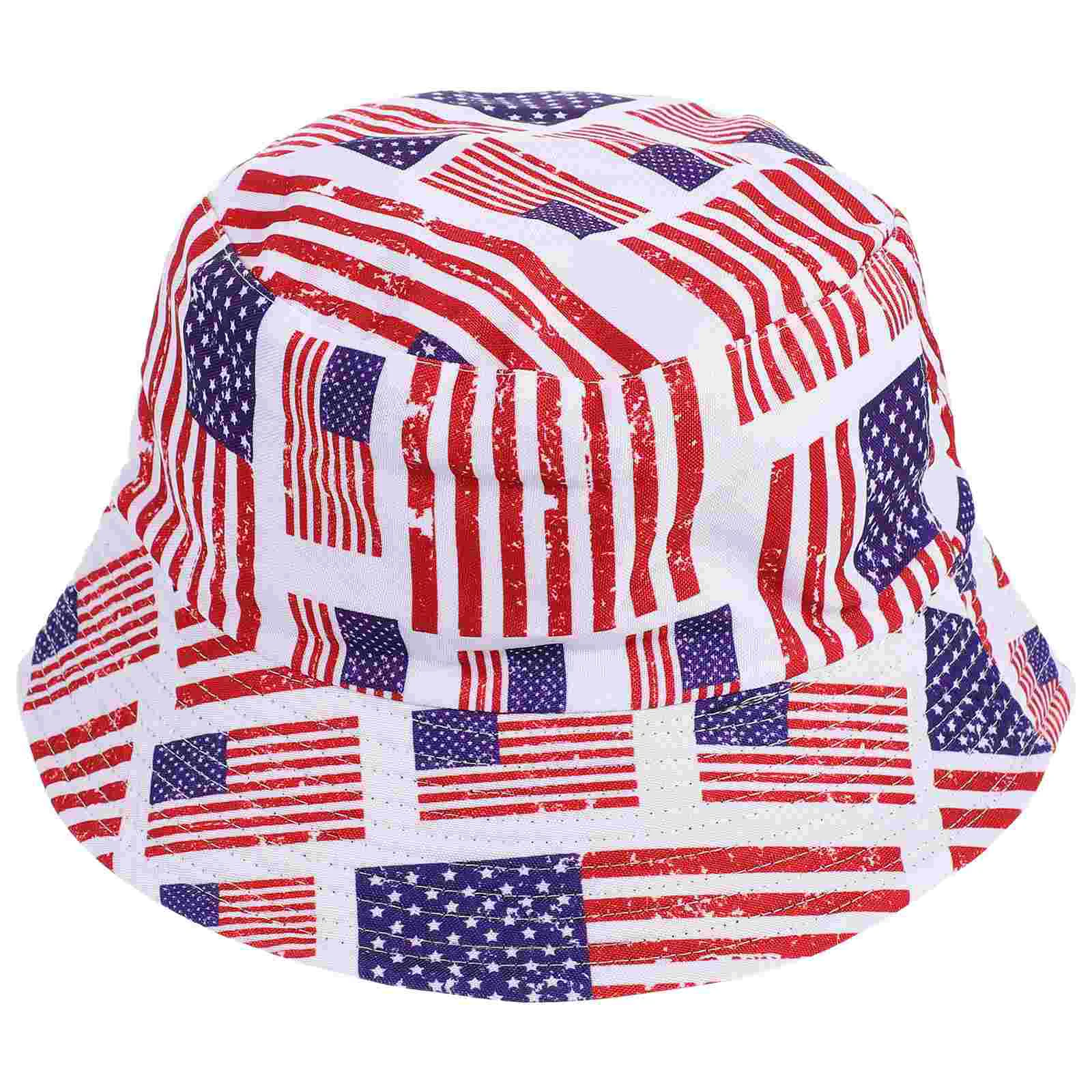 Camping Fashion Fishing Bucket Hat Reversible Hat American Flag Hat Sunshade Hat Double Side Wear Hat Summer Hat