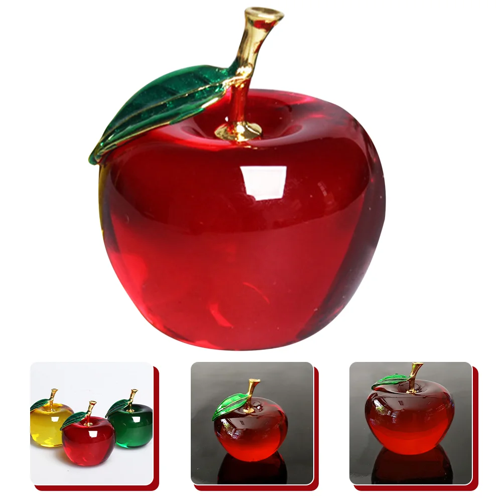 

Apple Crystal Christmas Fruit Red Ornaments Glass Figurine Table Decorations Tree Paperweight Decor Hanging Lucky Eve