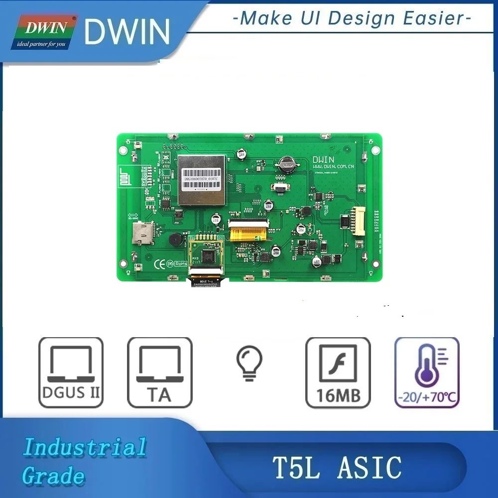 DWIN 7.0inch TFT LCD Display 1024x600 Arduino HMI Smart Touch Panel IPS Screen Industrial Grades UART Module TTL/RS232 RGB - купить по