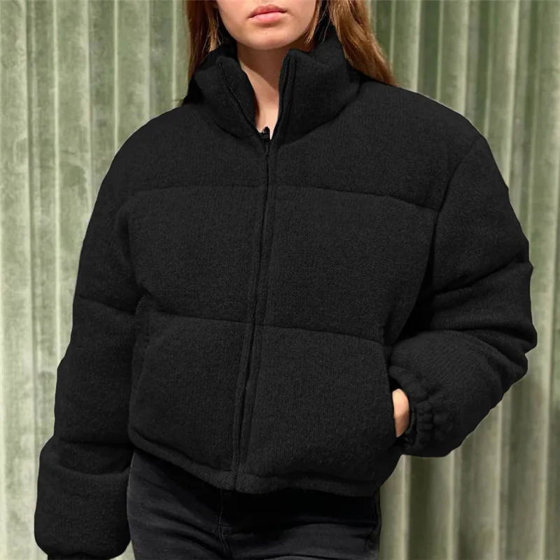 2022 Autumn and Winter Women's New Fashion Collar Thickened Short Cotton Jacket Warm Windproof Women's Clothing Jackets
