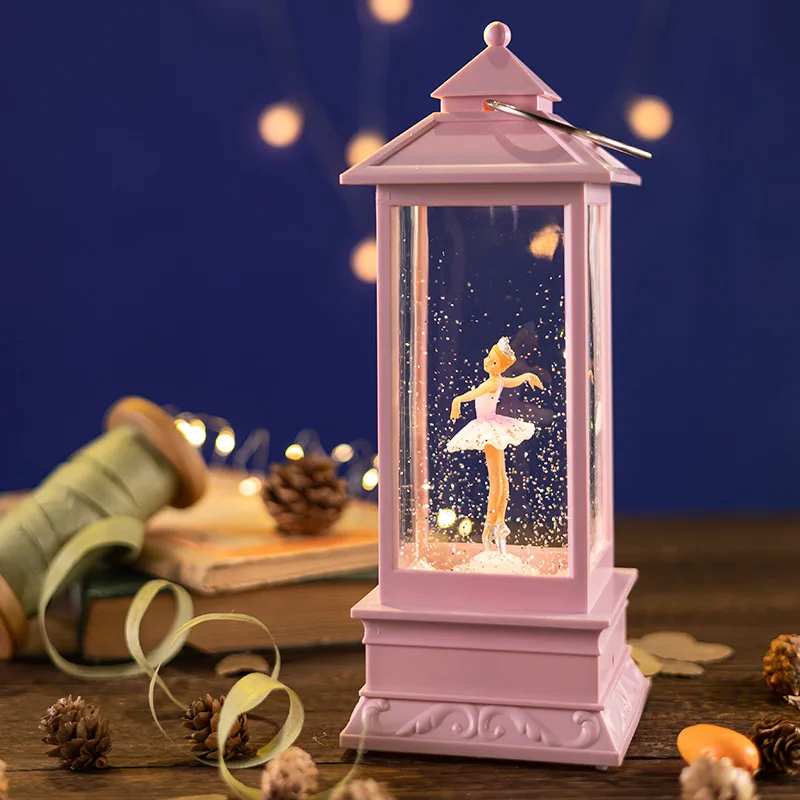 Фото Розовая музыкальная шкатулка-снежный шар «Балерина» с LED-подсветкой, вращающаяся, в форме телефонной будки, для девочек на день рождения №1