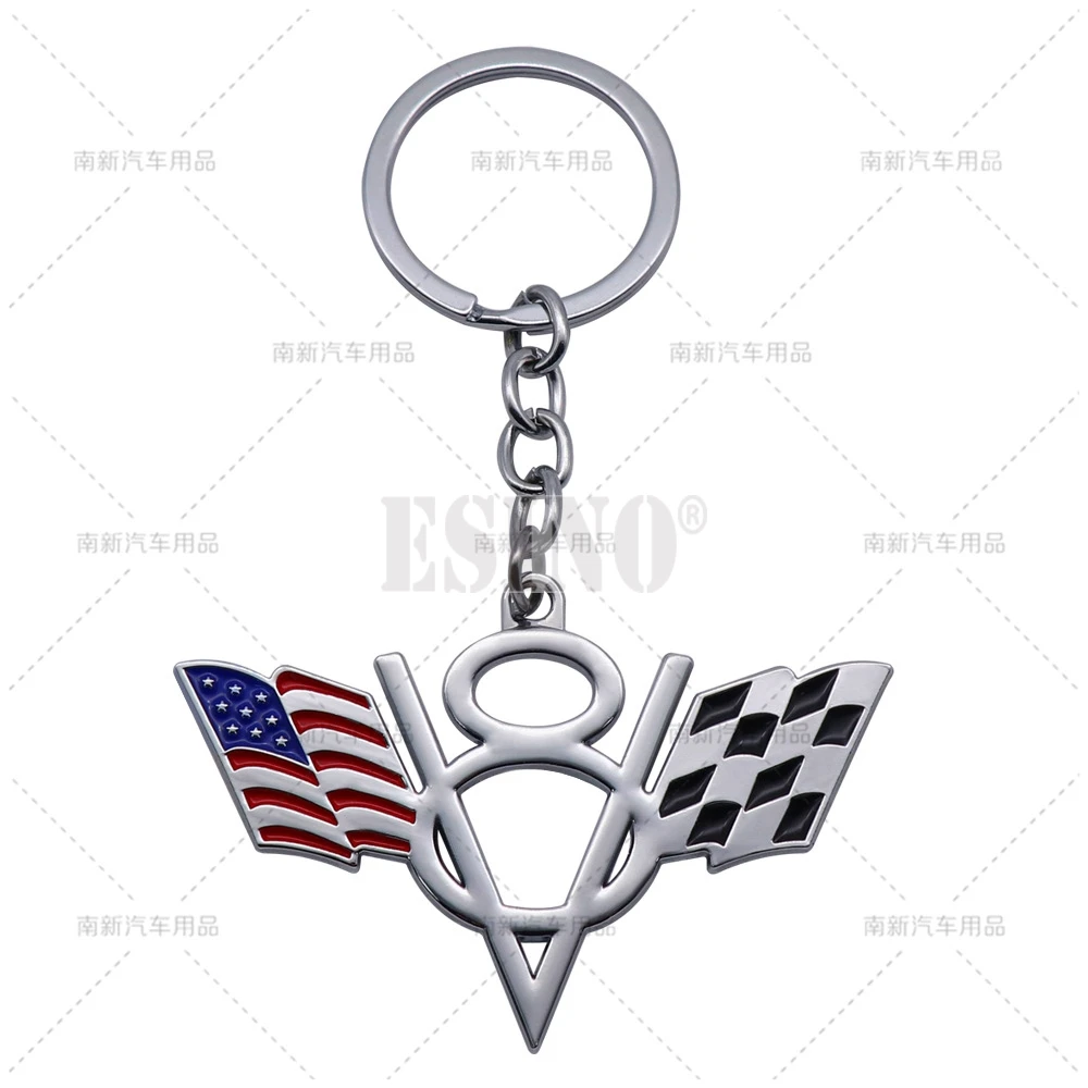 

Стайлинг автомобиля 3D металлический сплав цинка металлический Американский национальный флаг V8 брелок