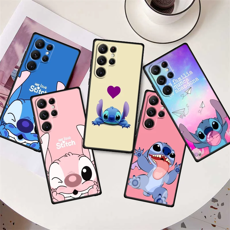 

Lilo Stitch Anime Cute Phone Case For Samsung Galaxy S23 S22 S21 S20 FE S10 S10E S9 Plus Ultra Pro Lite 5G Black TPU FUnda