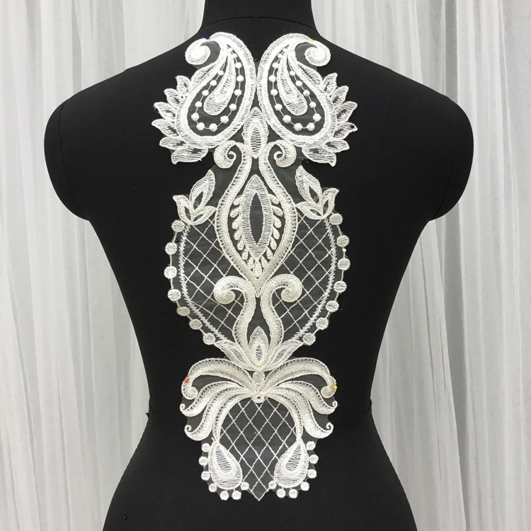 

Простая элегантная Цветочная Кружевная аппликация, большая вышивка на спине, аппликация для фотографий