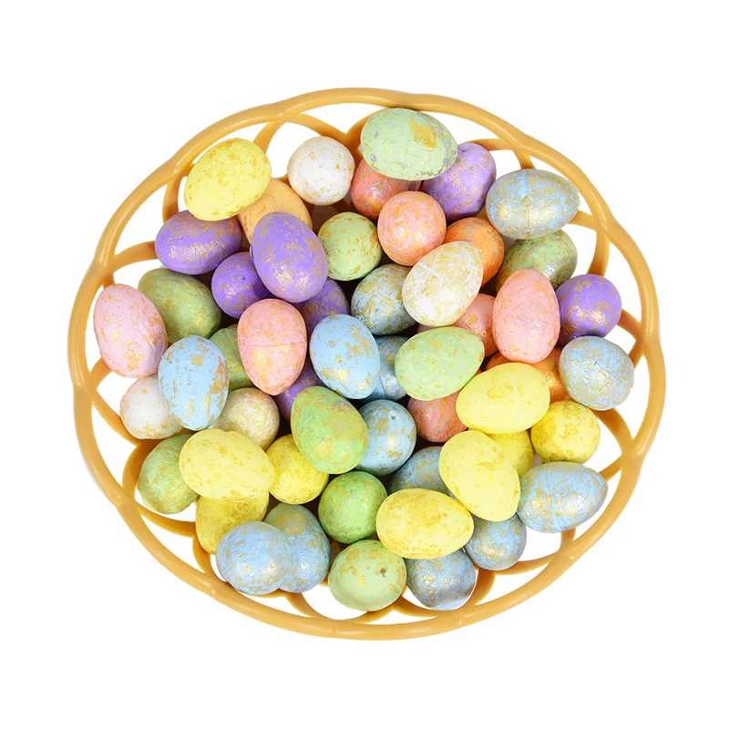 

50Pcs 2.5cm Mix Color Mini Foam Easter Eggs With Basket Painted Pigeon Eggs Easter Party Home Decor Garland Accessories Kid Gift