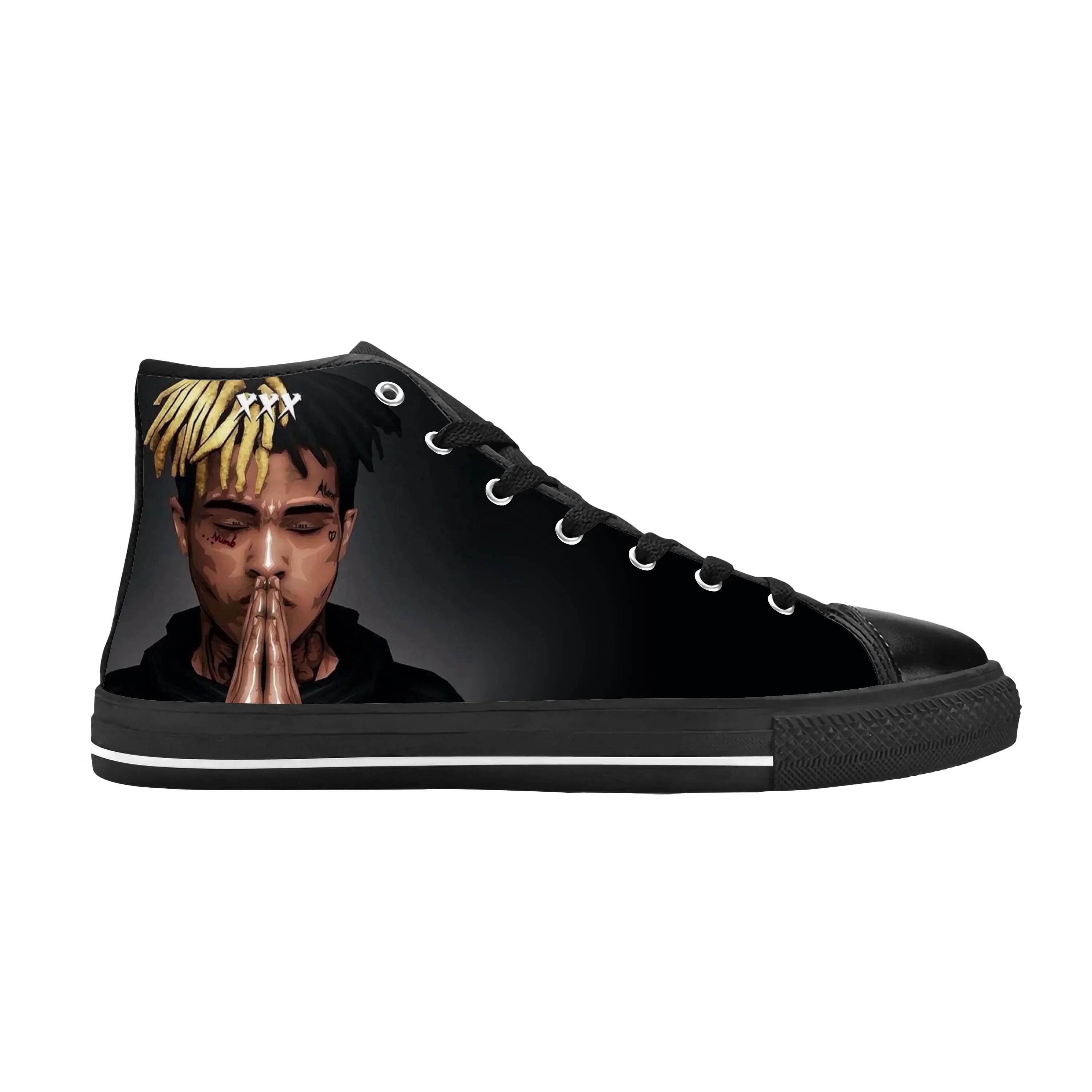 Фото Популярные повседневные кроссовки в стиле хип-хоп с 3D-принтом XXXTentacion, высокие, удобные, дышащие, для мужчин и женщин №3