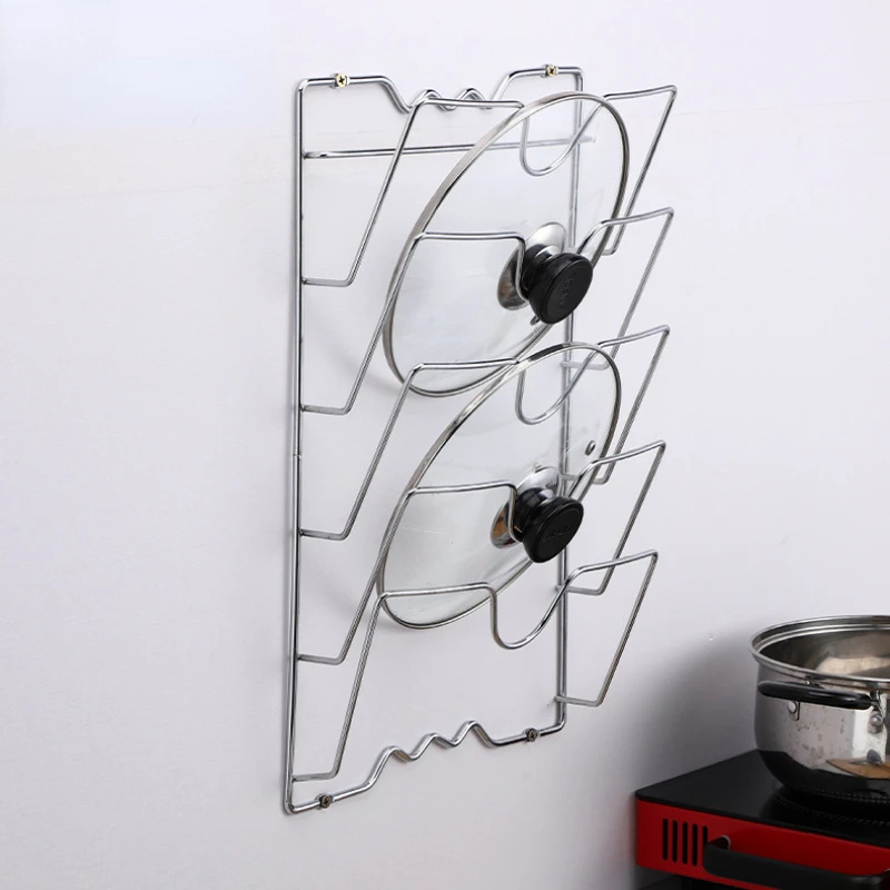 

Home Appliance Kitchen Organizer Rack Wall Five-Layer Pot Lid Metal Rust-Free Multifunctional Rack Pot Lid Storage Cover Shelf