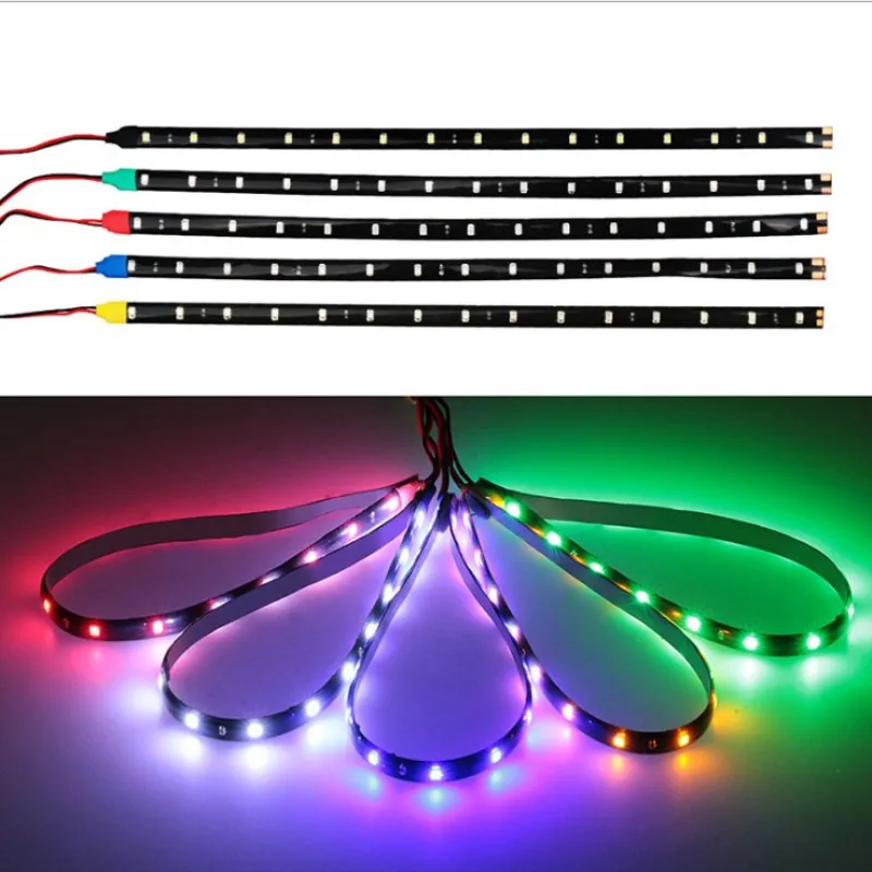 

Car LED Strip Styling Decorative Ambient Light 30CM 15 SMD Lamp Waterproof LED Flexible Atmosphere Light White Red Yellow Bule