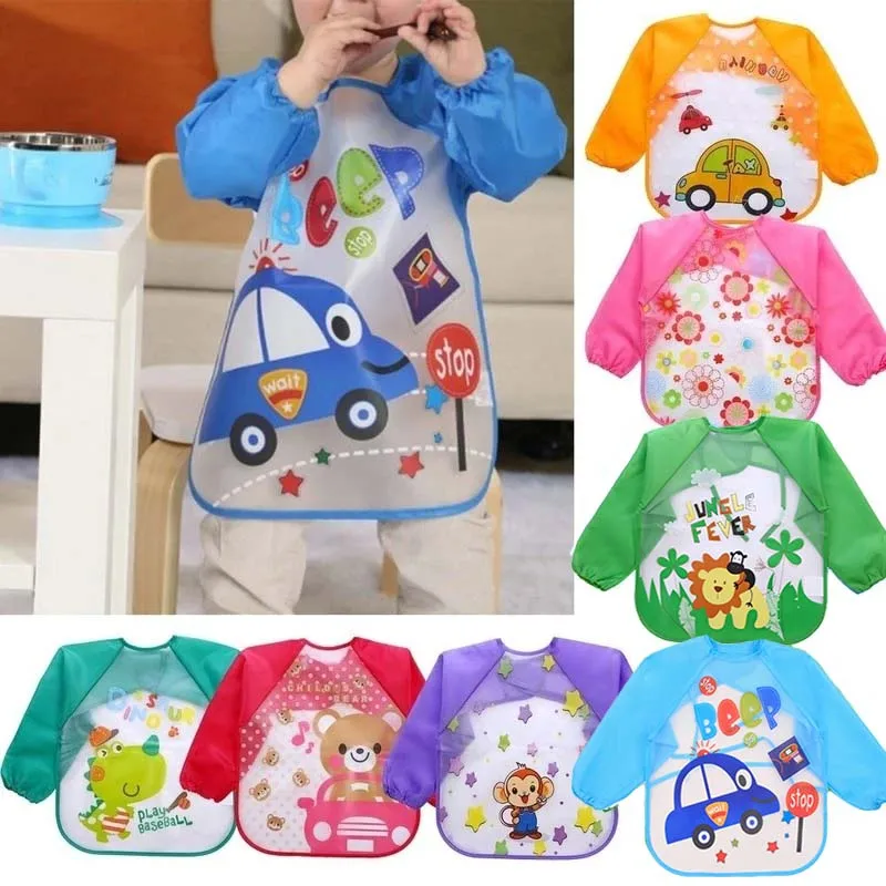 

Cartoon Baby Bibs Baby Waterproof Long Sleeve Apron Children Feeding Smock Bib Drawing Soft Apron Toddler Clothing Bibs For Kids