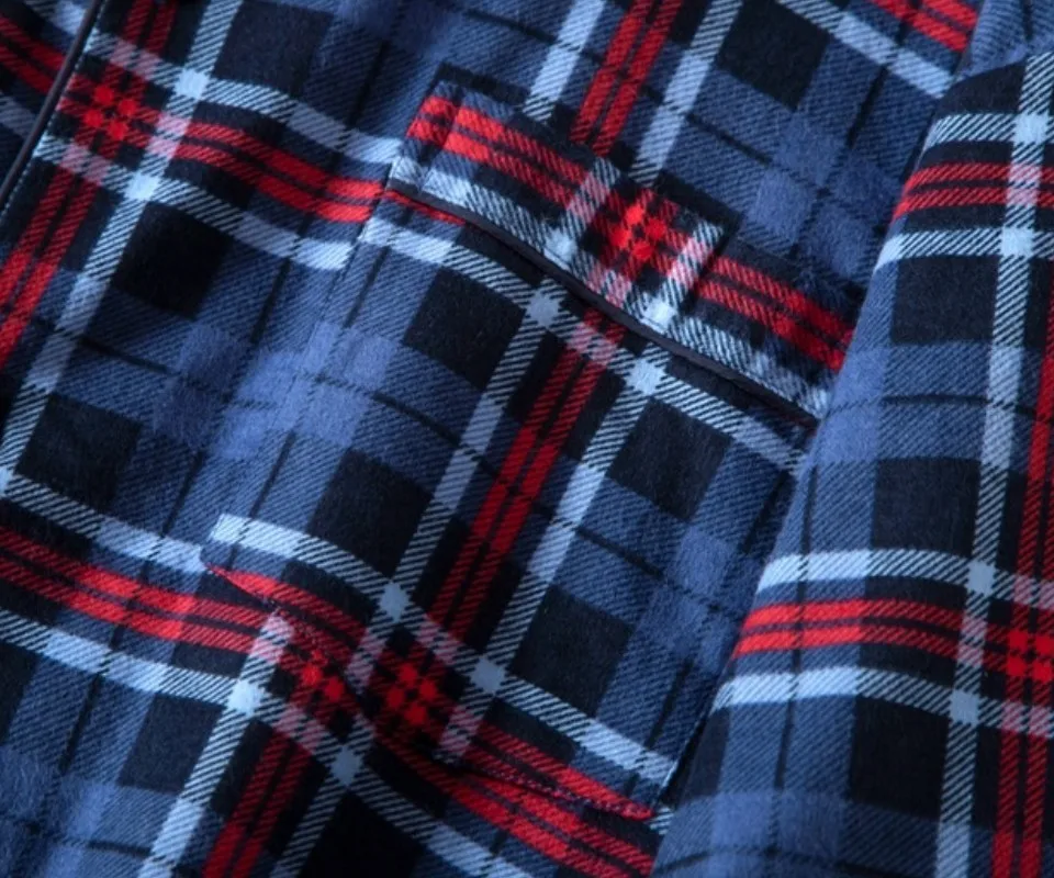 Men Pajama Sets Spring Summer Keep Warm Nightgown Comfortable Soft Sleepwear Suit Long Sleeve Pocket Design