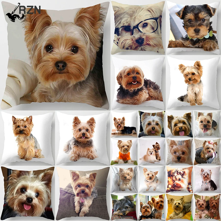 

1PC Cute Dog Yorkie BICHON Dog Yorkshire Decor Print Pillow Case Bedroom Sofa Waist Cushions Cover Car Decoration Cushion Cover