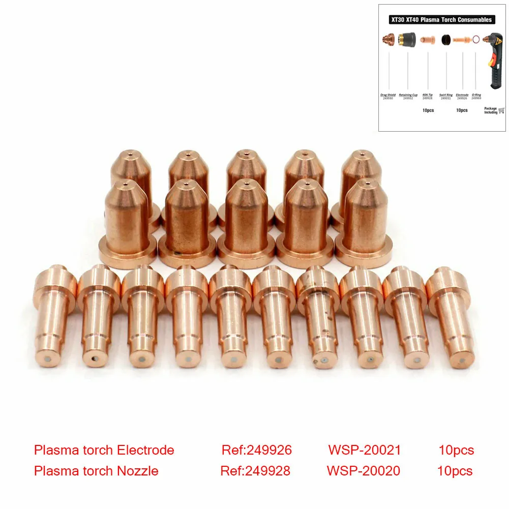 

20 Pieces Plasma Torch Electrode 40A Accessories Electrode 249928 For 249926 For Spectrum 625 X-TREME XT40 XT40M