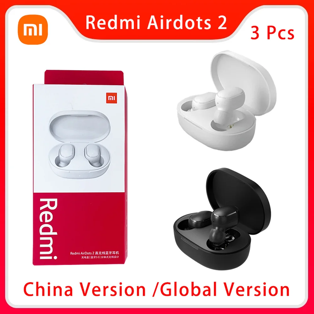 

Беспроводные наушники 3 шт./лот Xiaomi Redmi Airdots 2, TWS, управление ии, игровая гарнитура с микрофоном, оригинальные наушники Xiaomi Airdots S